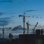 construction cranes from a far